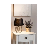 Lampa stołowa Merano 1xE27 maks. 25W Czarny metal/czarny kabel PCV/czarny klosz z tkaniny 7564104