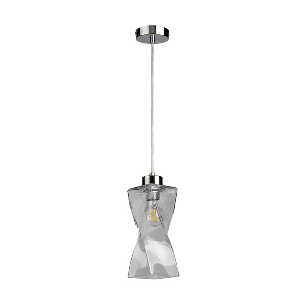 Twist Pendant Lamp 1xE27 Max.25W Metal Chrome/Transparent PVC Cable/Transparent Glass 13620128