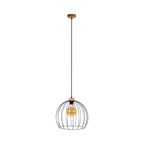 Coop Pendant Lamp 1xE27 Max.60W Oiled Oak/Black Metal/Black PVC Cable 1881974