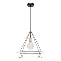 Lampa Wisząca Casa Triango 1xE27 Max.60W Dąb Olejowany/Czarny Metal/Czarny Kabel PCV 177419104