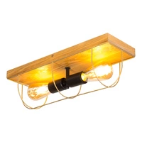 Lampa ścienna/sufitowa Netuno 2xE27 Max.15W LED Bejcowana Sosna Brązowa/Czarny Metal/Złoty Metal 92013251