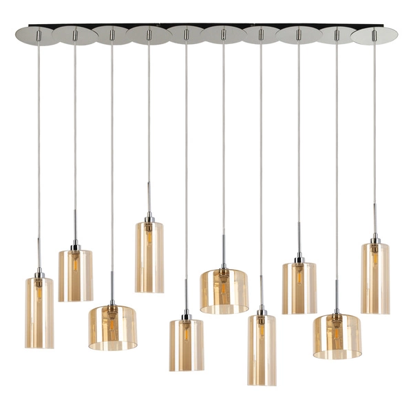Eurybia Pendant Lamp Incl. 10xG9 Max.28W Chrome Metal/Champagne Glass/Transparent PVC Cable 1361028