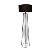 Lampa podłogowa Swan 1xE27 maks. 60W Czarny metal/czarny kabel PCV/czarny klosz z tkaniny 79249104