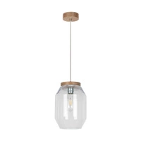 Vaso Pendant Lamp 1xE27 Max.60W Oiled Oak/Transparent PVC Cable/Transparent Glass 169110174
