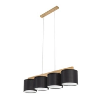 Aprillia Lampa Wisząca 4xE27 Max.25W Dąb Olejowany/Transparentny PVC/Czarny 524610404