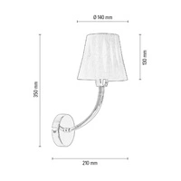 Borgia Wall Lamp 1xE14 Max.40W Chrome Metal/Black-Red Fabric Shade 5077106