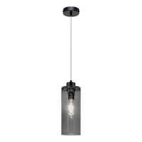 Lampa Wisząca Zefir 1xE27 Max.60W Czarny Metal/Przezroczysty Kabel PCV/Szkło Dymne 113870104
