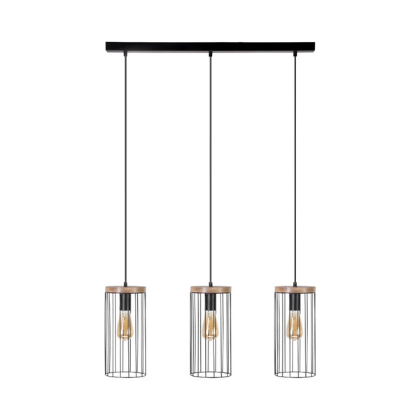 Timeo Pendant Lamp 3xE27 Max.60W Black/Oiled Oak/Black 19619304
