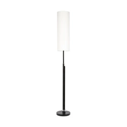 Lampa podłogowa Eleganta w zestawie Zintegrowana dioda LED 1800lm+500lm 3000K 22W Czarny matowy metal/czarny kabel z tkaniny/biały klosz z tkaniny 15921104