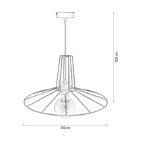 Ferro Pendant Lamp 1xE27 Max.60W Oiled Oak/Black Metal/Black PVC Cable 101021231018