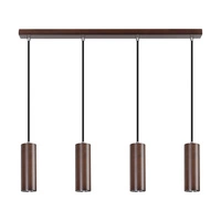 Lampa wisząca rura w zestawie Kabel 4xGU10 LED 5W z drewna bukowego w kolorze orzecha/czarnej tkaniny 1559476