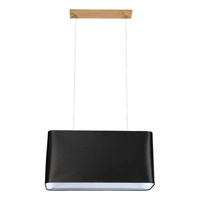 Cadre Pendant Lamp 2xE27 Max.40W Oiled Oak/Transparent PVC Cable/Black Fabric Shade 872030274