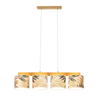 Hoja Lampa Wisząca 4xE27 Max.25W Dąb Olejowany/Transparentny PVC/Multikolor 524710404