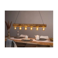 Trabo Simple Lampa Wisząca 6xE27 Max.60W Bejcowana Sosna Brązowa/Czarny Metal/Czarny Kabel PCV 69880604
