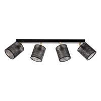 Lampa Sufitowa Nevoa 4xE27 Max.25W Czarny Metal/Złoty Metal/Czarny Klosz Tkaniny 56392404