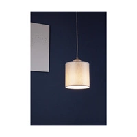 Lampa Wisząca Prata 1xE27 Maks. 25W Szary metal/Przezroczysty kabel PCV/Srebrny klosz z tkaniny 957280127