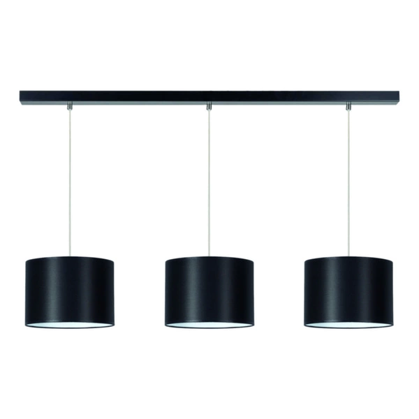 Dove Pendant Lamp 3xE27 Max.40W Black Metal/Transparent PVC Cable/Black Fabric Shade 15400304