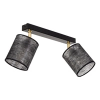 Lampa Sufitowa Nevoa 2xE27 Max.25W Czarny Metal/Złoty Metal/Czarny Klosz Tkaniny 56392204