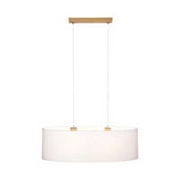 Lampa Wisząca Dove 2xE27 Max.40W Dąb Olejowany/Przezroczysty Kabel PCV/Klosz z Białej Tkaniny 17380274
