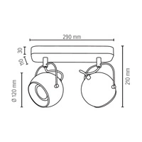 Ball Wood Lampa Sufitowa Incl. 2xLED GU10 5W Dąb Olejowany/Czarny 5133274