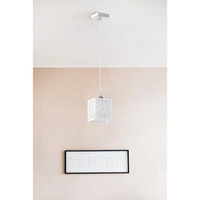 Lampa Wisząca Anika 1xE27 Max.60W Chromowany Metal/Przezroczysty Kabel PCV/Białe Szkło 8161128