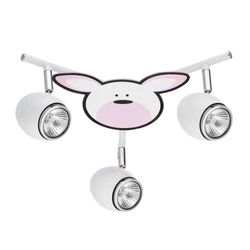 Rubby Ceiling Lamp 3xGU10 Max.50W White Metal/Chrome Metal/Multicolor Synthetic Material with Rabbit Pattern 2107302