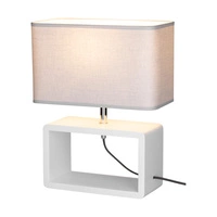 Lampa stołowa Cadre Quadrat 1xE27 maks. 25W białe drewno bukowe/antracytowy kabel z tkaniny/szary klosz z tkaniny 7010213310234