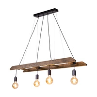 Lampa Wisząca Eskalo 4xE27 Max.60W Bejcowana Sosna na Orzechu/Czarnym Metalu/Czarnym Kablu PCV 7219456