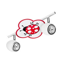 Fly Ceiling Lamp 2xGU10 Max.50W White Metal/Chrome Metal/Multicolor Synthetic Material with Ladybug Pattern 2109202