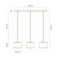 Dove Pendant Lamp 3xE27 Max.40W Oiled Oak/Transparent PVC Cable/Black Fabric Shade 16400374