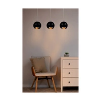 Lampa wisząca z drewna Ball w zestawie 3xLED GU10 5W Drewno bukowe w kolorze orzecha/Czarny metal 5143376