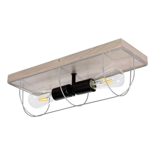 Netuno Wall/Ceiling Lamp 2xE27 Max.15W LED Stained Pine Gray/Black Metal/Silver Metal 92073257