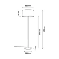 Lampa podłogowa Dove 1xE27 maks. 60W chromowany metal/przezroczysty kabel PVC/szary klosz z tkaniny 124500128