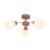 Parma Wood Ceiling Lamp 3xE27 Max.60W Oiled Oak/Chrome Metal/White Glass 8320374