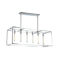 Lampa wisząca Telaio 6xE27 Max.60W Chromowany metal/przezroczyste szkło 9127628
