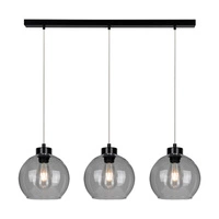 Lampa Wisząca Canberra 3xE27 Maks. 60W Czarny Metal/Przezroczysty Kabel PCV/Szkło Dymne 5500056