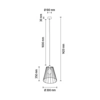 Lampa wisząca Swan 1xE27 Max.60W Dąb olejowany/Czarny metal/Czarny kabel PCV 19319104