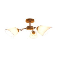 Mette Wood Ceiling Lamp 3xE27 Max.40W Oiled Oak/Chrome Metal/White Fabric Shade 8341374