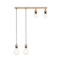 Clarte Wood Pendant Lamp 4xE27 Max.60W Oiled Oak/Black Metal/Black Fabric Cable 32749474