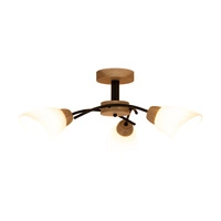 Viletta Wood Ceiling Lamp 3xE27 Max.60W Oiled Oak/Black Metal/White Glass 8142374