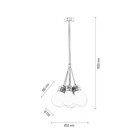 Lampa wisząca z żarówką 7xE27 maks. 60W chromowany metal/czerwony kabel z tkaniny/białe szkło 2810728