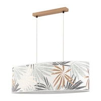 Hoja Pendant Lamp 2xE27 Max.40W Oiled Oak/Transparent PVC Cable/Multicolor Wallpaper 17470274