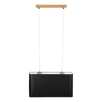 Cadre Pendant Lamp 2xE27 Max.40W Oiled Oak/Transparent PVC Cable/Black Fabric Shade 872030274