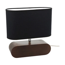 Lampa stołowa Marinna 1xE27 maks. 25W drewno bukowe orzechowe/przezroczysty kabel PVC/abażur z czarnej tkaniny 7615076
