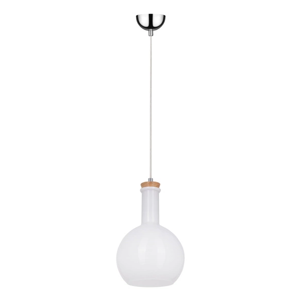 Bottles Pendant Lamp 1xE27 Max.60W Chrome Metal/White Fabric Cable/White Glass 1147102