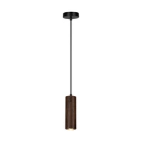 Lampa wisząca Pipe 1xGU10 LED Max.5W Drewno bukowe z orzecha włoskiego/Czarny metal/Czarny kabel PCV 1559104