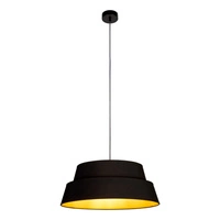 Złota lampa wisząca Preto 1xE27 Max.60W Czarny metal/Czarny kabel z tkaniny/Czarno-złoty klosz z tkaniny 150019104