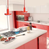ŻARÓWKA UFO, E27, 15W LED, barwa zimna 6000K, czerwona + kabel w oplocie, EKZA1566