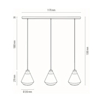 Lampa Wisząca Mistral 3xE27 Max.60W Czarny Metal/Przezroczysty Kabel PCV/Złote-Przezroczyste Szkło 15820304
