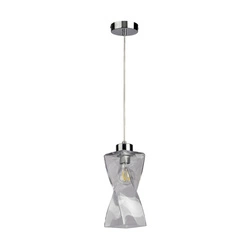 Twist Pendant Lamp 1xE27 Max.25W Metal Chrome/Transparent PVC Cable/Transparent Glass 13620128